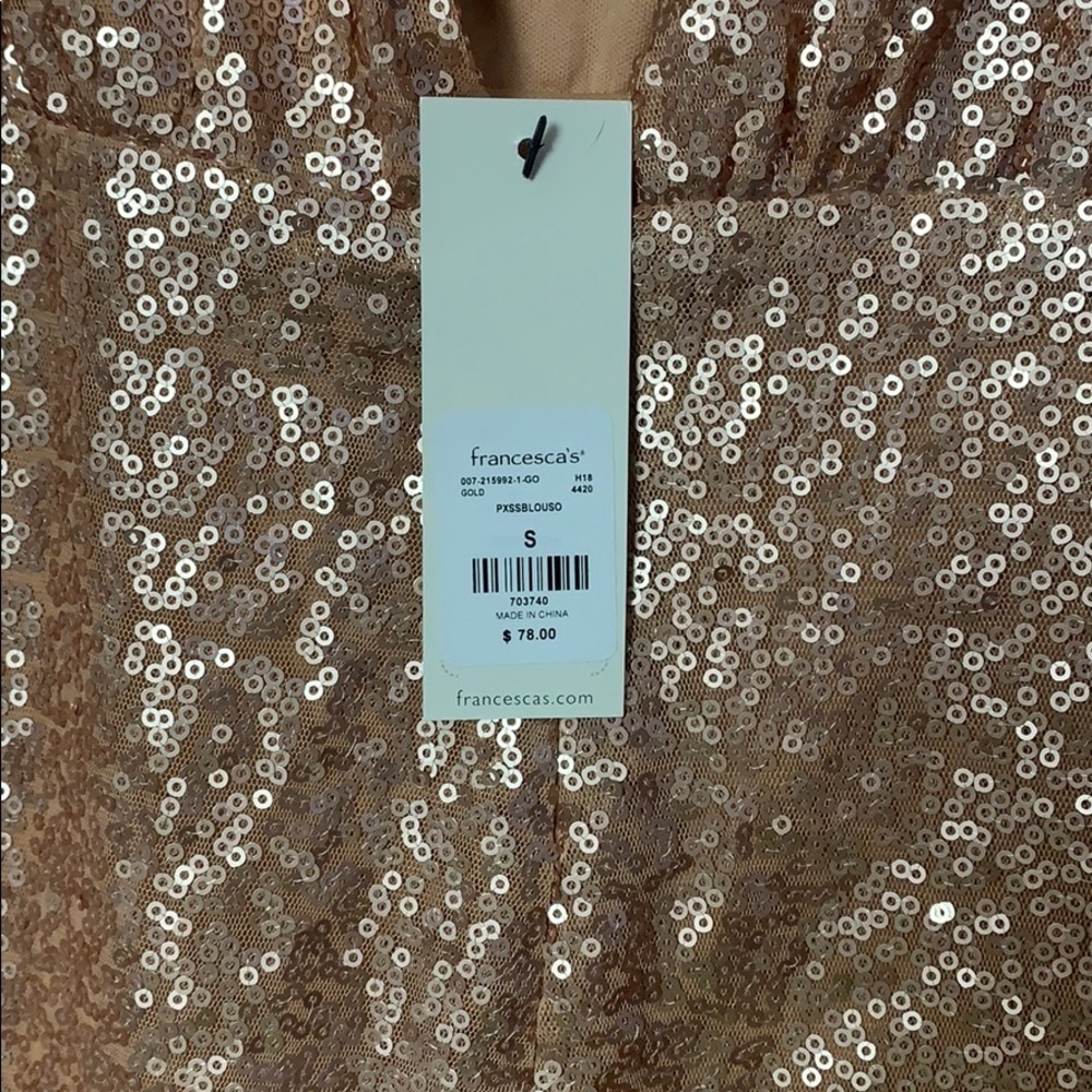 🌸2/$25 NWT Francesca’s Tatiana Rose Gold Sequined Dress - Picture 8 of 14